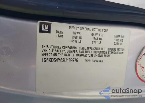 2002 Cadillac Deville Standard from USA, damaged, VIN 1G6KD54Y62U189276